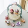 Baby Play House Double Ice Cream Dessert Tower Ice Cream Cabinet Wooden Tea Set Cutting Kitchen Simulation Toys