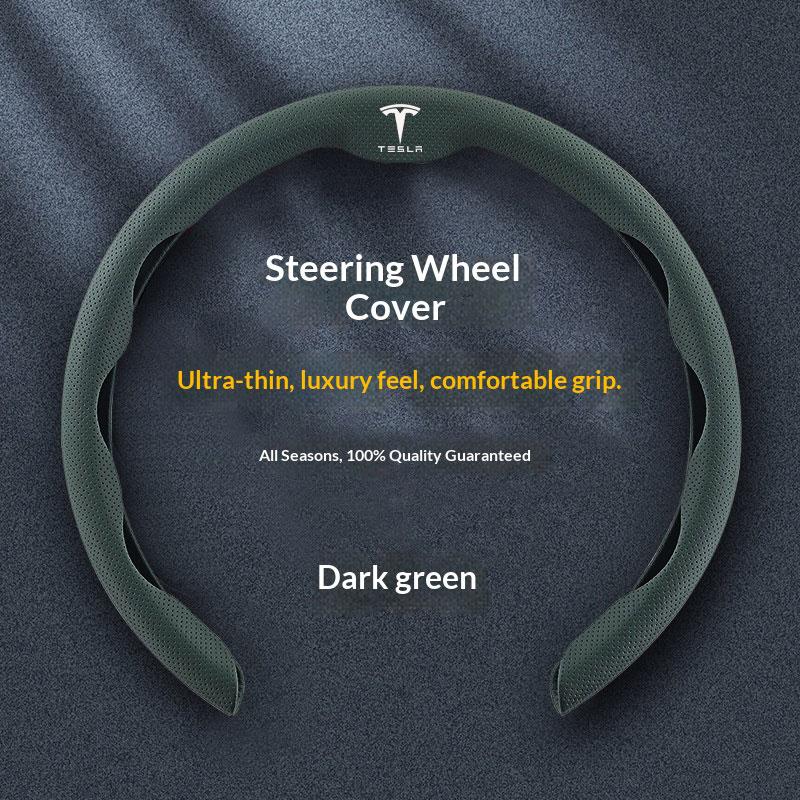 RUNTB1 Ultra thin Suede Car Steering Wheel Cover Universal 15 Inch/38cm Cover For Tesla Model 3 Model Y Model S Interior Accessories