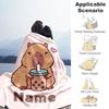 Capybara Loves Personalized Name Blanket Multi-purpose Personalized Blanket Comfortable Suitable for Home Decor Picnics Sofa Living Room