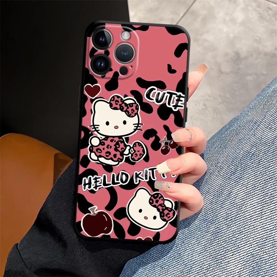 Case for iPhone 17Air XR XS Max 13 12 11 17 Pro Max 15 16 14 Plus 7 8 Black Soft Phone Cover Sanrio Hello Kitty