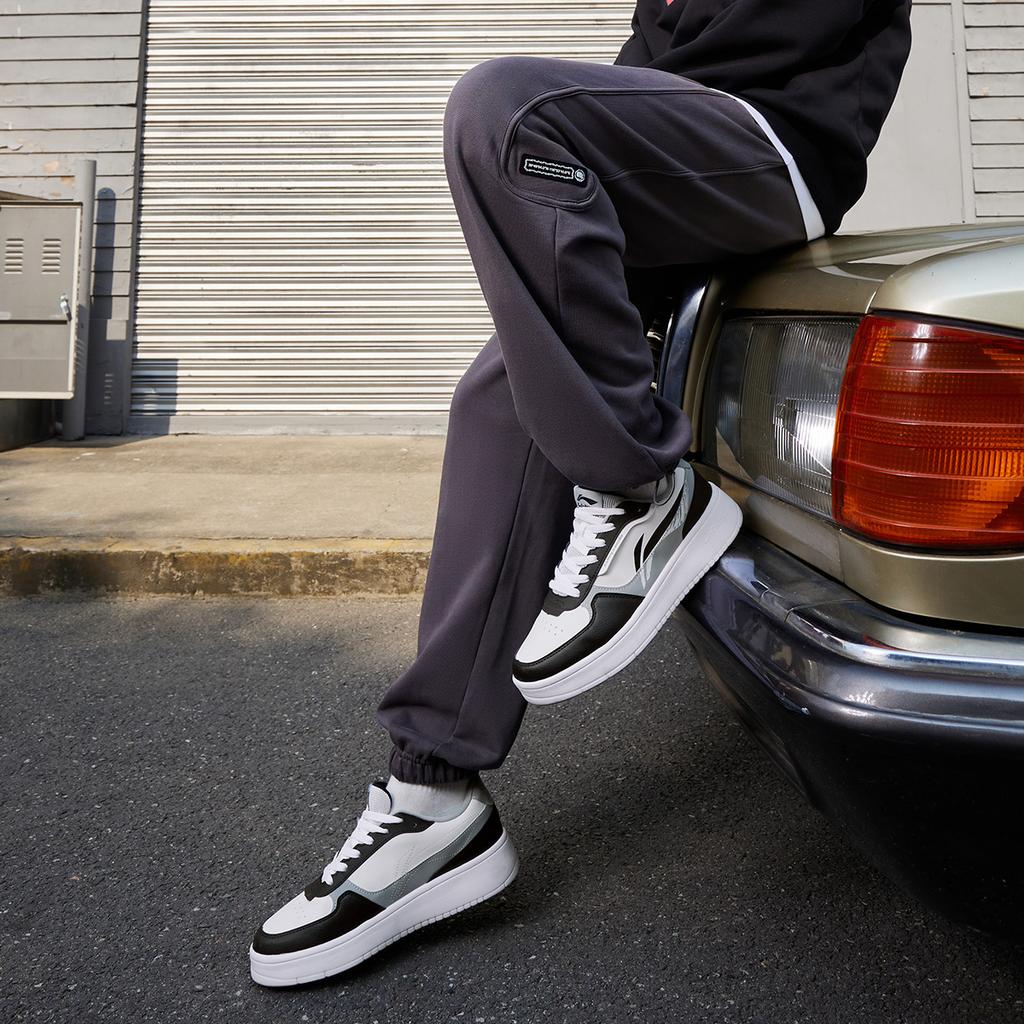 Li Ning Doda Casual Versatile White Sneakers Breathable Non-Slip Durable Height Increasing Low-Top Skate Shoes Men Sneakers Black AGCT333-2