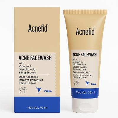 Rotex Acnefid Acne Facewash 70ml with Vitamin E, Niacinamide, Glycolic Acid & Salicylic Acid | Deep Cleansing Face Wash for Acne-Prone Skin | Remov