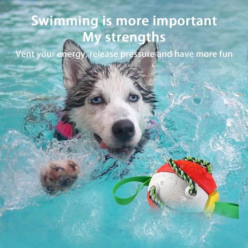 Interaktiver Hunde-Fußball mit Laschen Aufgeblasenes Trainingsspielzeug Outdoor-Trainingsball zum Kauen für Hunde Haustierbedarf