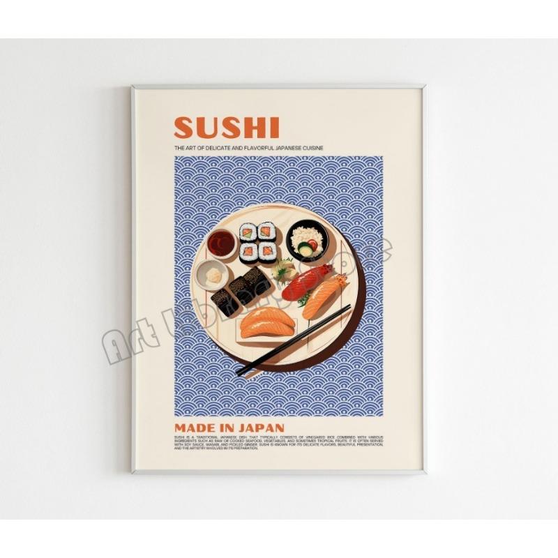 Retro Italian Japanese Thai Food Pizza Sushi Paella Poster Canvas Painting Wall Pictures Home Kitchen Decor Housewarming Gift