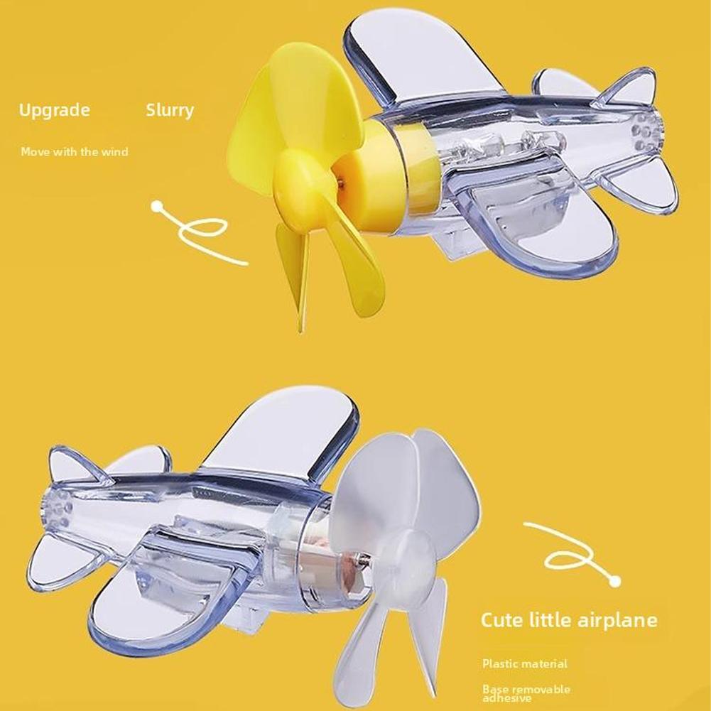 Mini Luminous Airplane Car Ornaments Motorcycle Helmet Wind Powered Rotating Glowing Small Aircraft Decoration LED Bright Lights