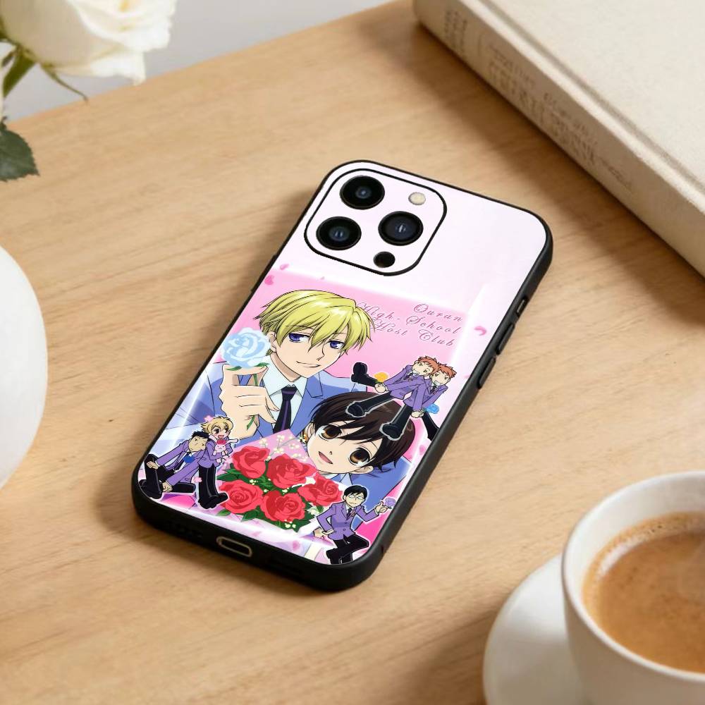 ouran high school host club  Phone Case For iPhone17,16,15,14,13,12 Plus,Max Soft Silicone Black Cover