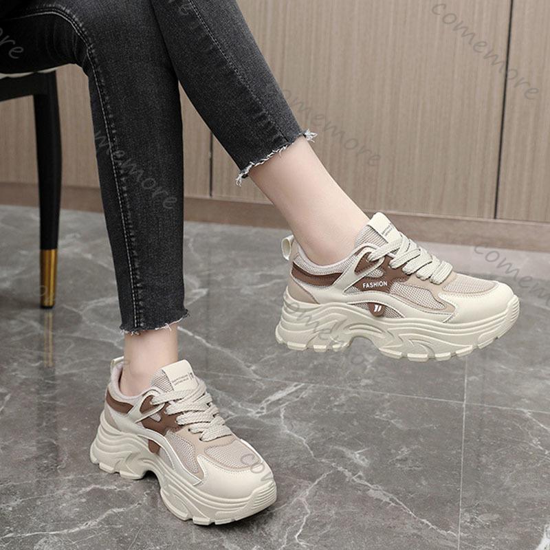 Fashion Comemore Fashion Women Breathable Sneakers Spring Autumn Mesh Lace-up Casual Walking Shoes Ladies Platfotm Tennis Vulcanize Shoe