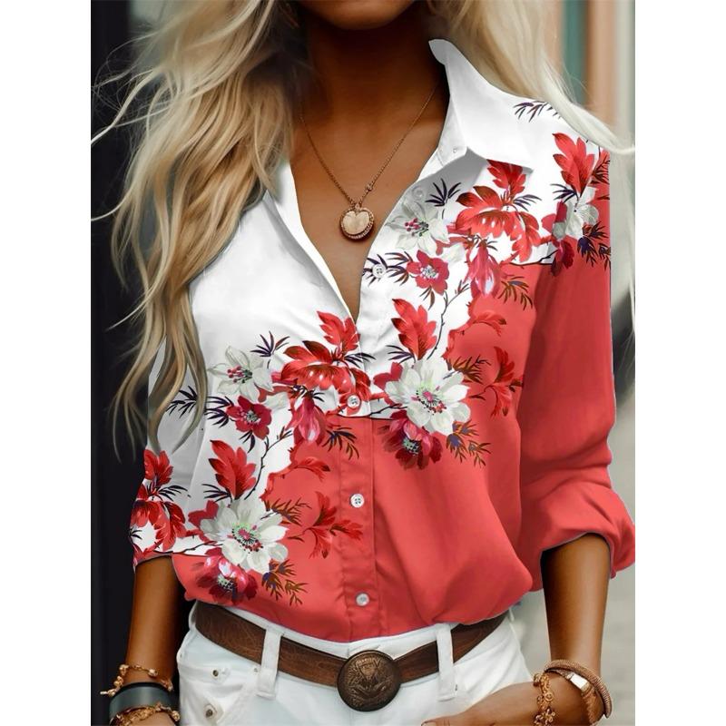 Women's shirt fashion shirt 3D printing high-definition pattern long-sleeved shirt daily casual shirt soft fabric