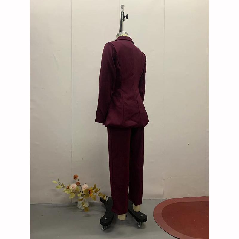 Bürodame Blazer Mantel Hosen Set Damen Einreiher Langarm Mäntel Slim Bleistifthosen