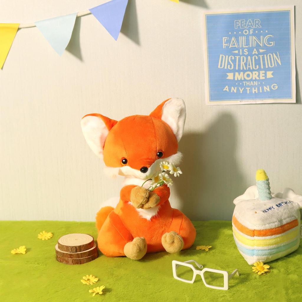 Adorable Orange Plush Fox Figurine Toy - Sleep Companion Doll