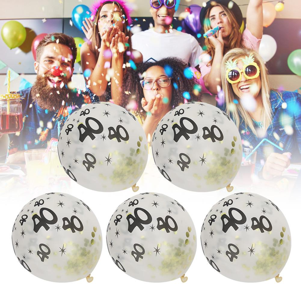 10Pcs Latex Transparent Balloon with Nnumber 40 Pattern for Birthday Party Wedding Anniversary Decorate