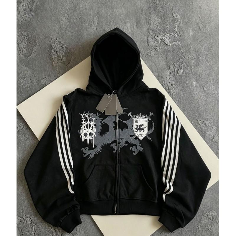Unisex Streetwear Hooded Zip-Up Sweatshirt 2026 Casual Sportswear With Letter Print