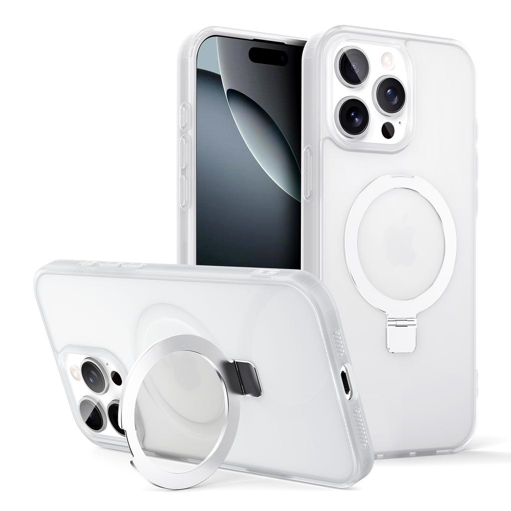 Applicable iPhone Magnetic metal bracket Mobile phone case Apple 16 matte skin feel anti-drop protective cover