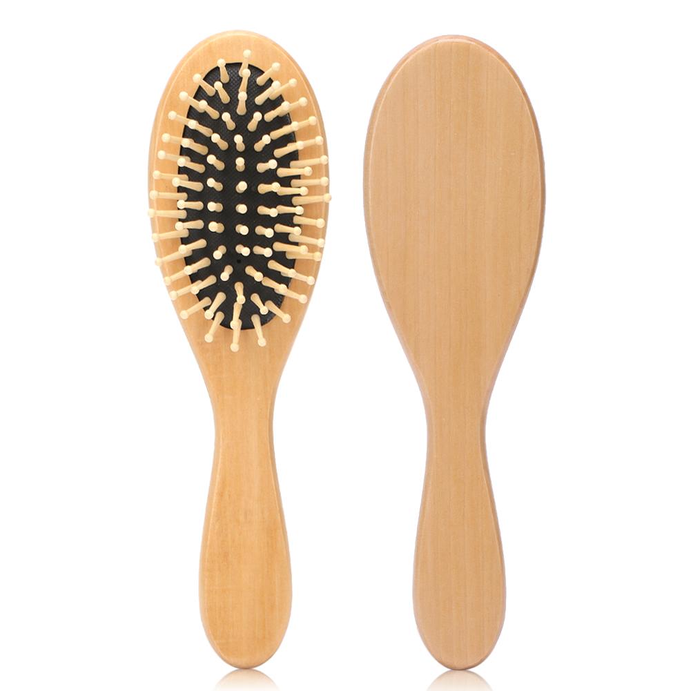 2 Colors Anti Static Natural Wooden Massage Hairbrush Comb Scalp Health Care Paddle Brush