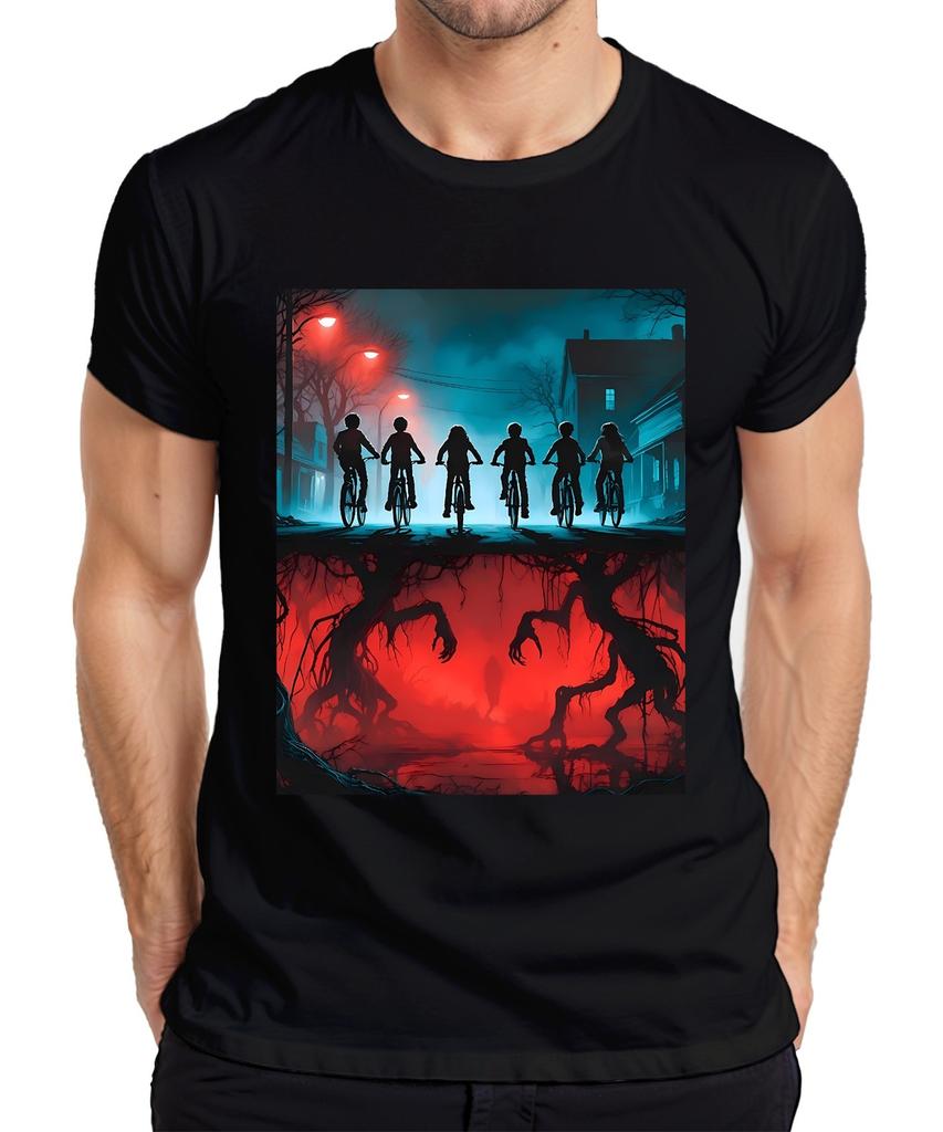 Upside Down Kids Bikes Horror 80s Retro Mystery Hawkins Unisexs TShirt