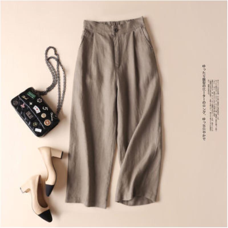 

Women s Summer Wide-leg Pant Loose Cotton and Line Casual Pants XXS