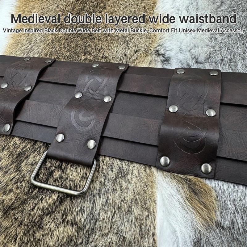 PU Leather Waist Belts with Metal Buckle Adjust Length Medieval Waist Belt Woman Jeans Dresses Skirt Coat Waistband