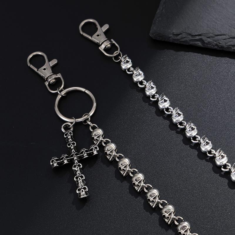 Vintage Metall Rock Punk Schlüsselanhänger Kette Damen Herren Totenkopf Goth Hose Hüftkette Jeans Schmuck Zubehör