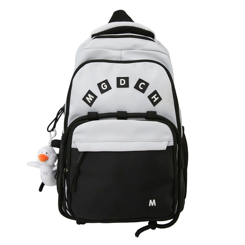 

Simple Korean-style Backpack for College and High School Students, A Japanese-style Backpack for Junior High School Students With pendant