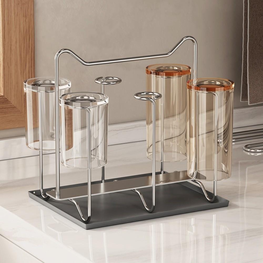 Edelstahl Tassen-Trockenständer Große Kapazität Glasbecher-Aufbewahrungsständer Glasbecher-Abtropfgestell Halter Bar