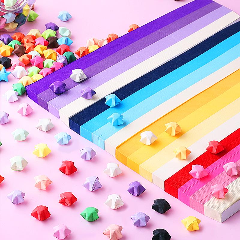 Farbverlauf Mehrfarbig Origami Sternstreifen - 540 Blätter zum Basteln von Glückssternen mit fünf Zacken