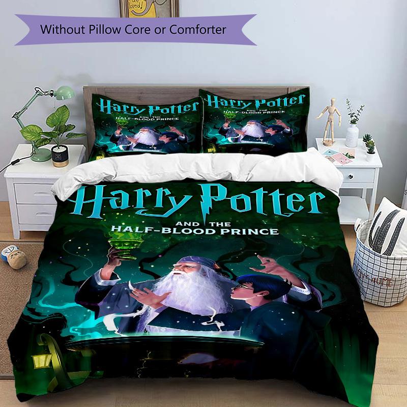3pcs Harry Potter Fantasy Adventure Bedding Set, Soft Polyester Duvet Cover and Pillowcases Seasons all suitable, Design for Bedroom L1003135