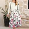 Women's fashionable loose retro printed round-neck dress