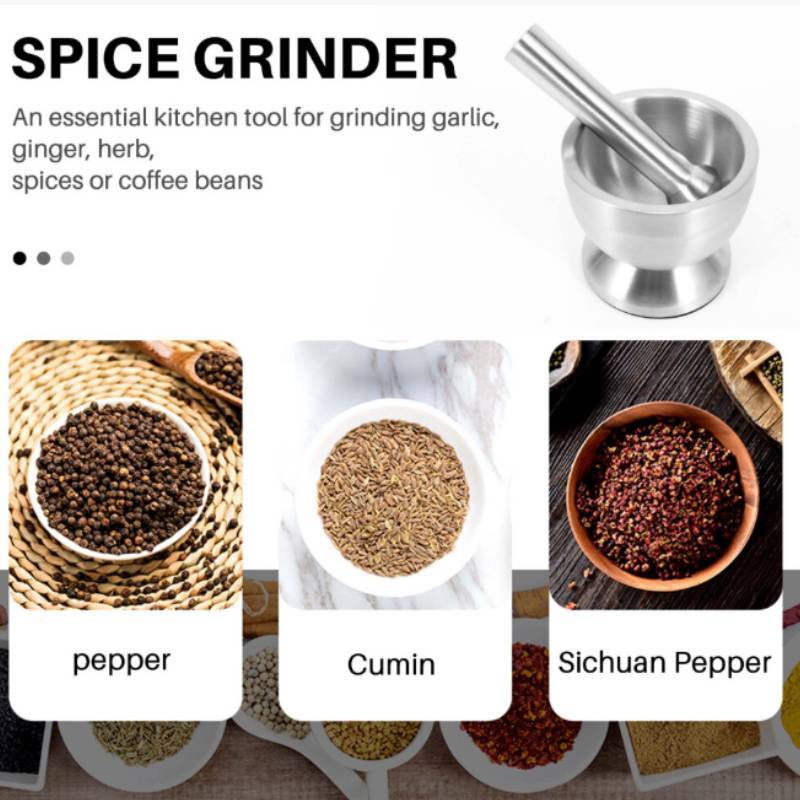 Garlic Crusher 304 Stainless Steel Mortar And Dual Head Grinder For Home Cooking And Meal Prep