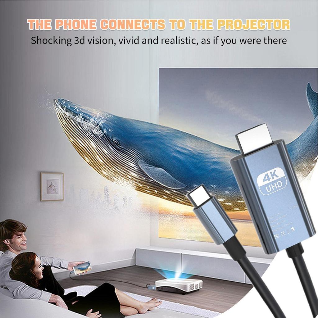 USB C To HDTV Adapter USB C To HDTV Video Cable 4K60Hz Video Cord for Laptop Monitor TV Supports Conference Room Presentations