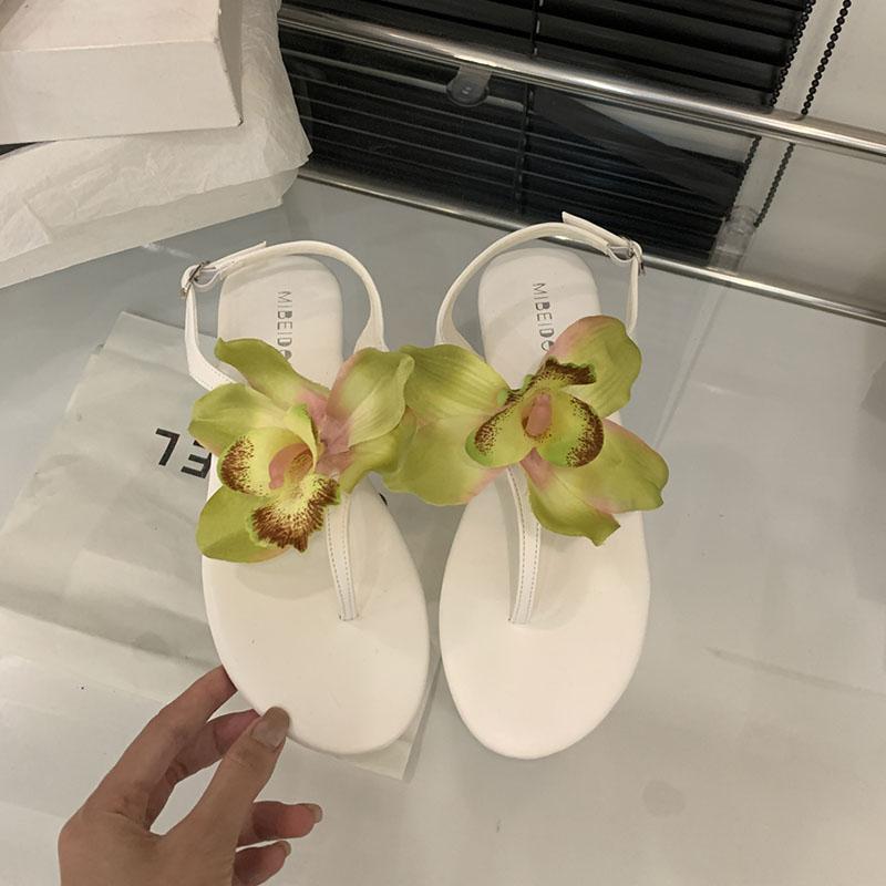 

Fashion Summer Spring Female Flip Flops Women Flats Sandals Shoes Buckle Strap Footwear Fashion Flower Ladies Flats Sandals Shoes 35 бежевый