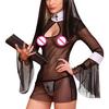 Sexy Women Cosplay Costume Nun Uniform Transparent Lingerie Exotic Halloween Costumes Outfit Clothes