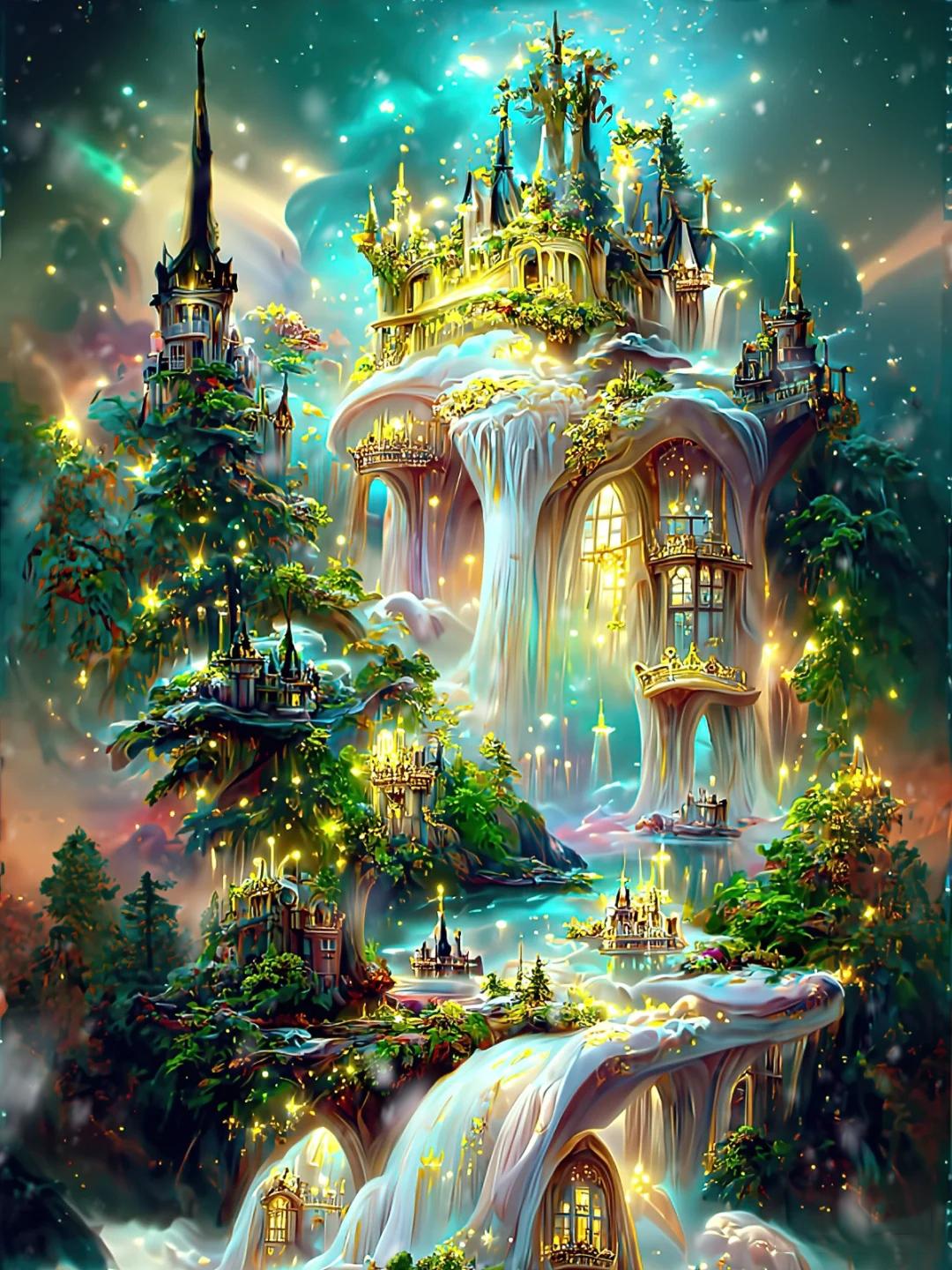 

5D Diy Алмазная вышивка Фэнтезийный замок в лесу Алмазная картина Рукоделие Вышивка крестиком Рукоделие Домашний декор J3420 Full Round 40x50CM