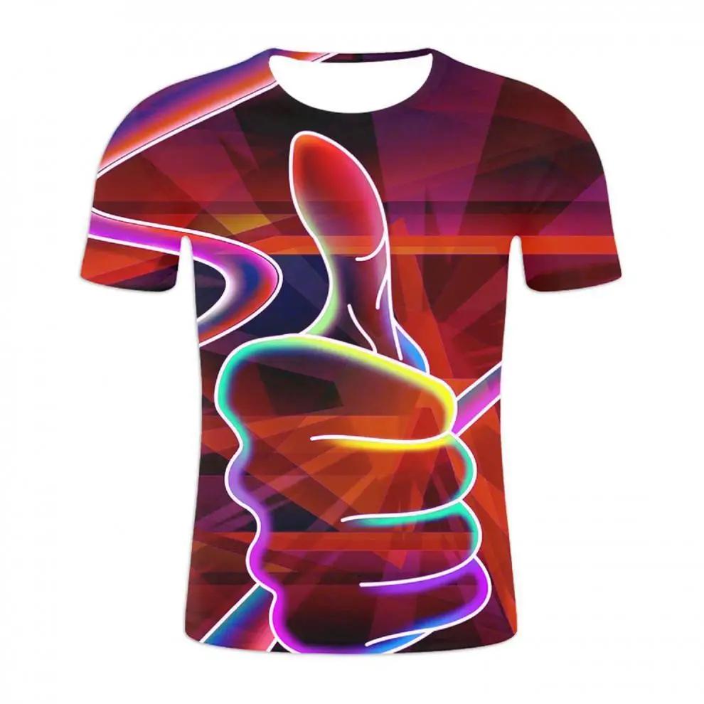 Summer 3D Thumbprint T-shirt for men, casual, personalized, fun, children's fashion, hip-hop, street style, Harajuku boutique top