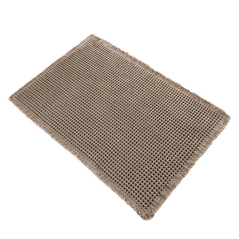 Bathroom Non-slip Mat New Linen Woven Doormat Super Absorbent Thickened Toilet Carpet Waffle Texture Floor Mat Living Room Door