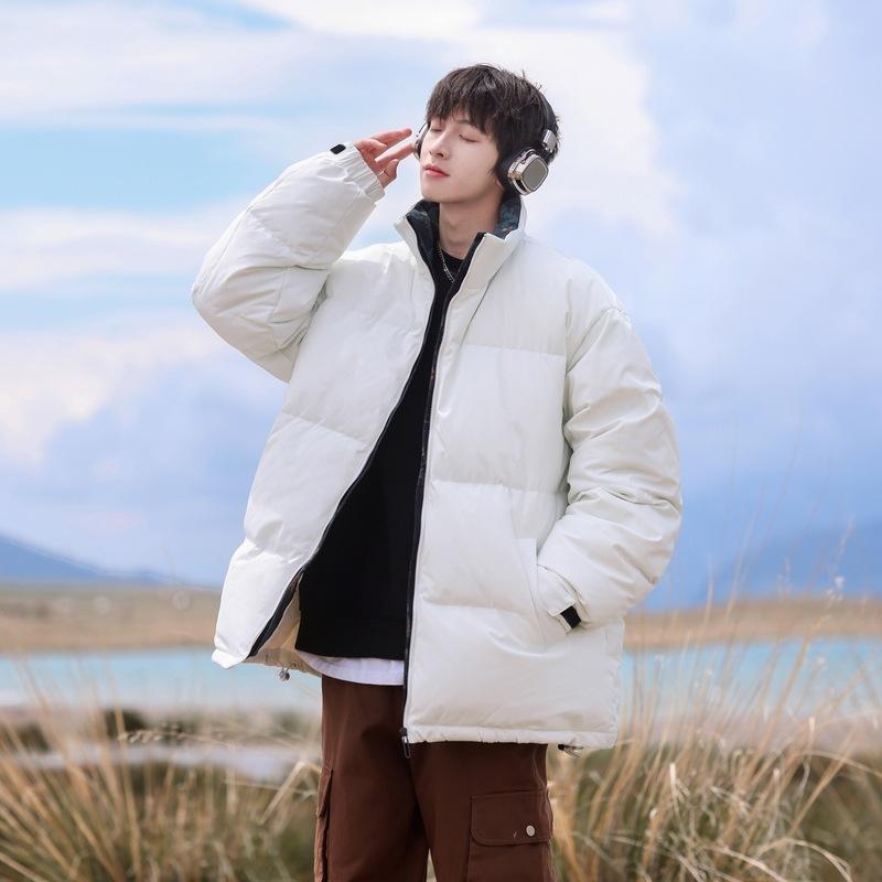 New Winter Stand-up Collar White Duck Down Jacket Couple Style Thickened Coat Hooded Thickening