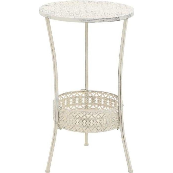 VidaXL Table de bistro Style vintage Ronde Métal 40 x 70 cm Blanc