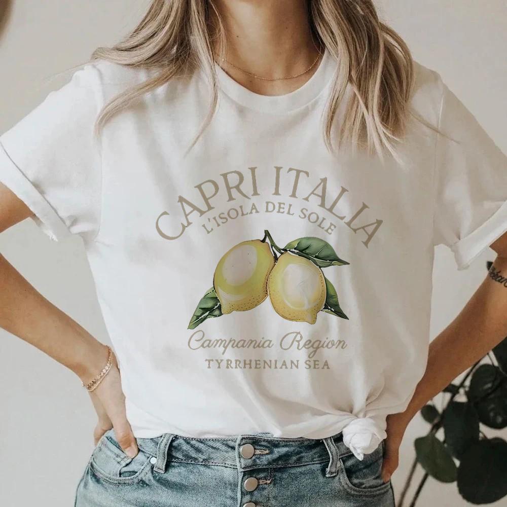 Ретро Футболка с лимончелло La Dolce Vita Лимонная Футболка Футболка из Италии Короткая Женская Футболка Летняя Повседневная Футболка Эстетичная Лимонная Одежда S