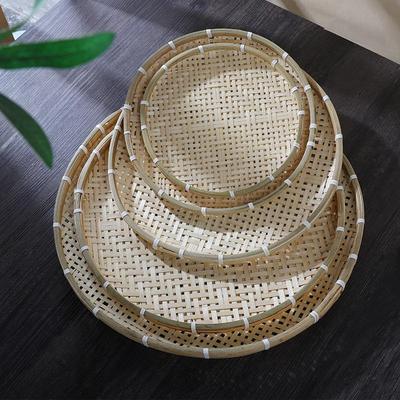 Bamboo Woven Round Sieve Basket - Perforated for Winnowing and Drying