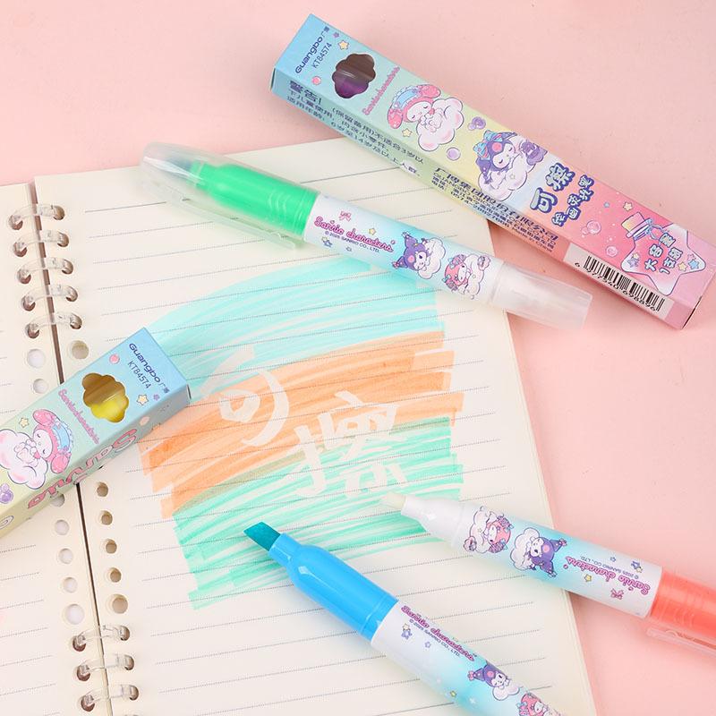 20pcs Sanrio Large Capacity Erasable Painting Highlighter Cute Kuromi Melody Color Pen Student Marker Stationery Gift Comfortable Grip Station