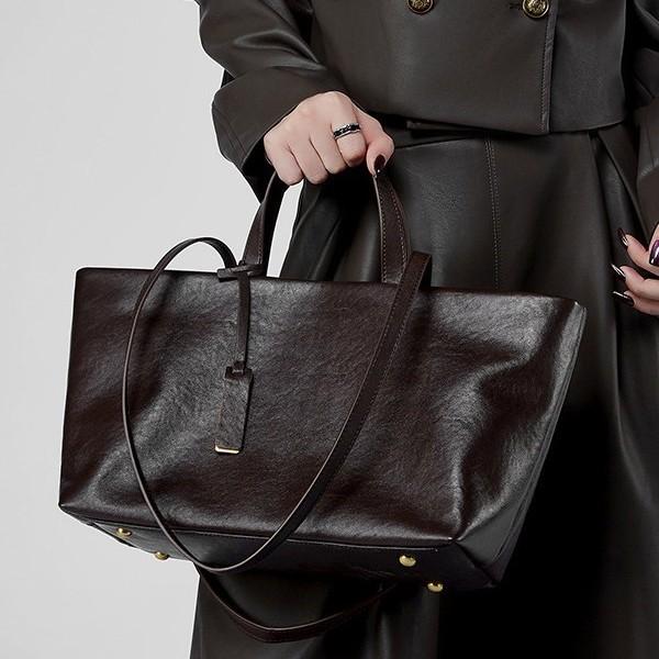 Commuter Texture Tote Bag Niche Design Soft Leather Shoulder Bag Large Capacity Cowhide Bag