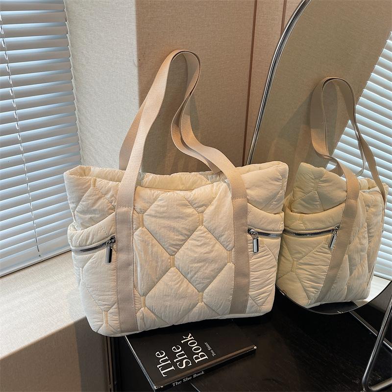 

Повседневная хлопковая сумка большой вместимости, женская новая универсальная ромбовидная сумка через плечо, классическая сумка-тоут для поездок на работу