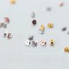 S925 Anti-Drop Ear Clip & Back Ear Stud In Gold - White Fungus Design