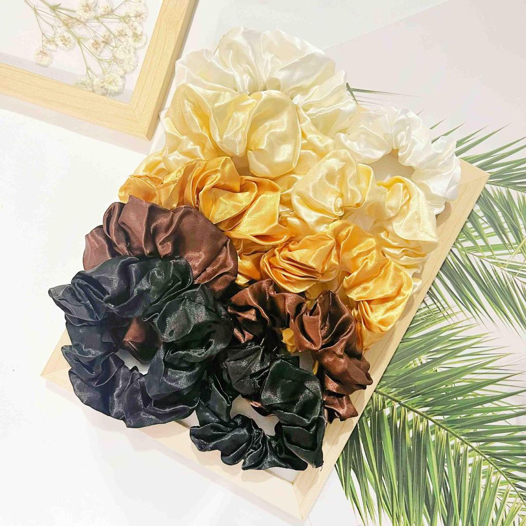 Satin Large Intestine Scrunchies Hair Ties Set - Simple Ponytail Hair Accessories