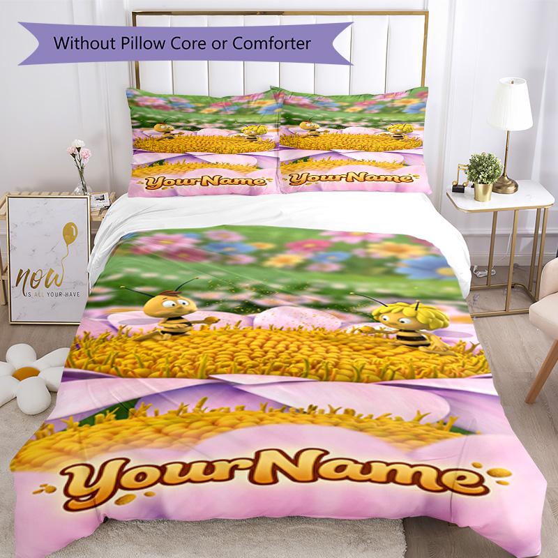 Biene Maja Customize Your Name Bedding Set Breathable Duvet Cover with Pillowcases Home Decoration Birthday Gift