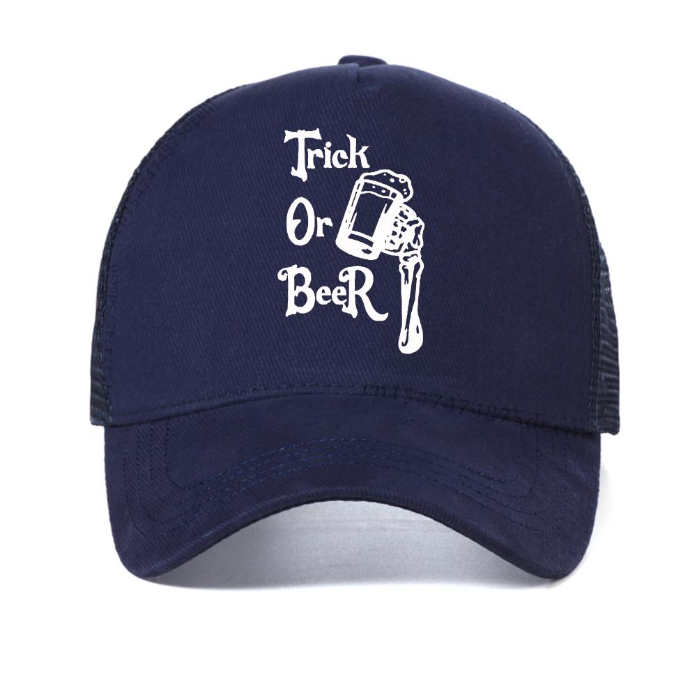 

Trick or Beer Halloween baseball cap Spooky Season Summer Casual Fashion Hip Hop Funny Horror caps outdoor mesh Snapback hat Adjustable