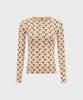 MARINE SERRE (W) Moon Printed Jersey Long Sleeve Crewneck Top Tan