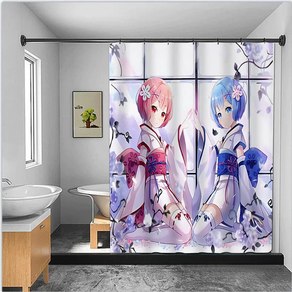 Shower Curtain Waterproof Polyester Fabric Paint Colorful Bath Curtains Re Zero Anime Rgb Pc Gamer Home Bathroom Decor With Hook