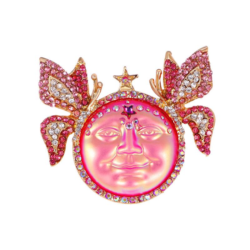 

Классические Винтажные Ослепительные Солнечные Кристальные Тяжелой Промышленности Розовые Броши Значки Для Женщин Мужчин Ретро Средний Дизайн Сияющие Булавки Пряжки