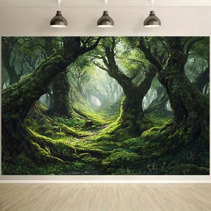 Magic Ancient Woodland Sunbeam Path Photo Background