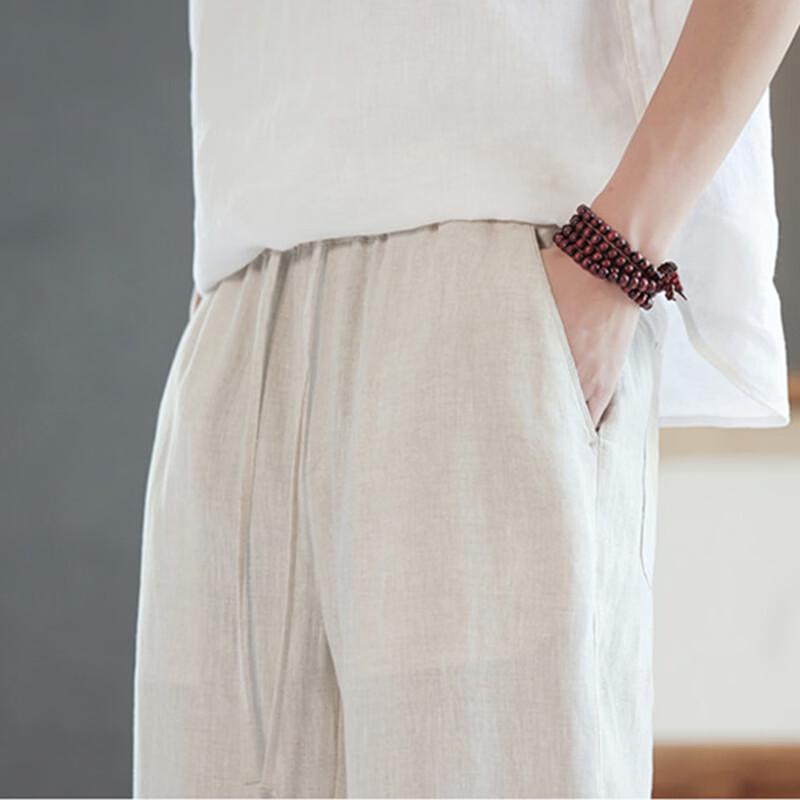 Romon Men's Tencel Linen Loose Fit Summer Pants